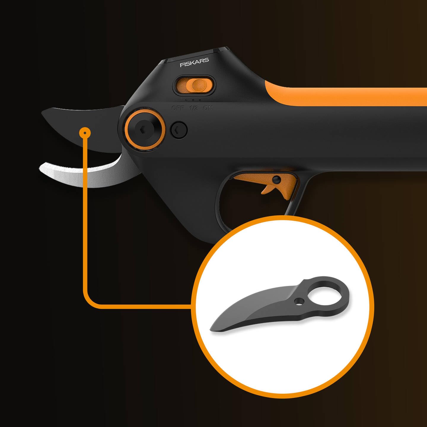 Fiskars replacement blade for M Bypass cordless secateurs, non-stick coated, for branches up to Ø 25 mm, rust-resistant, steel, black, 1084947