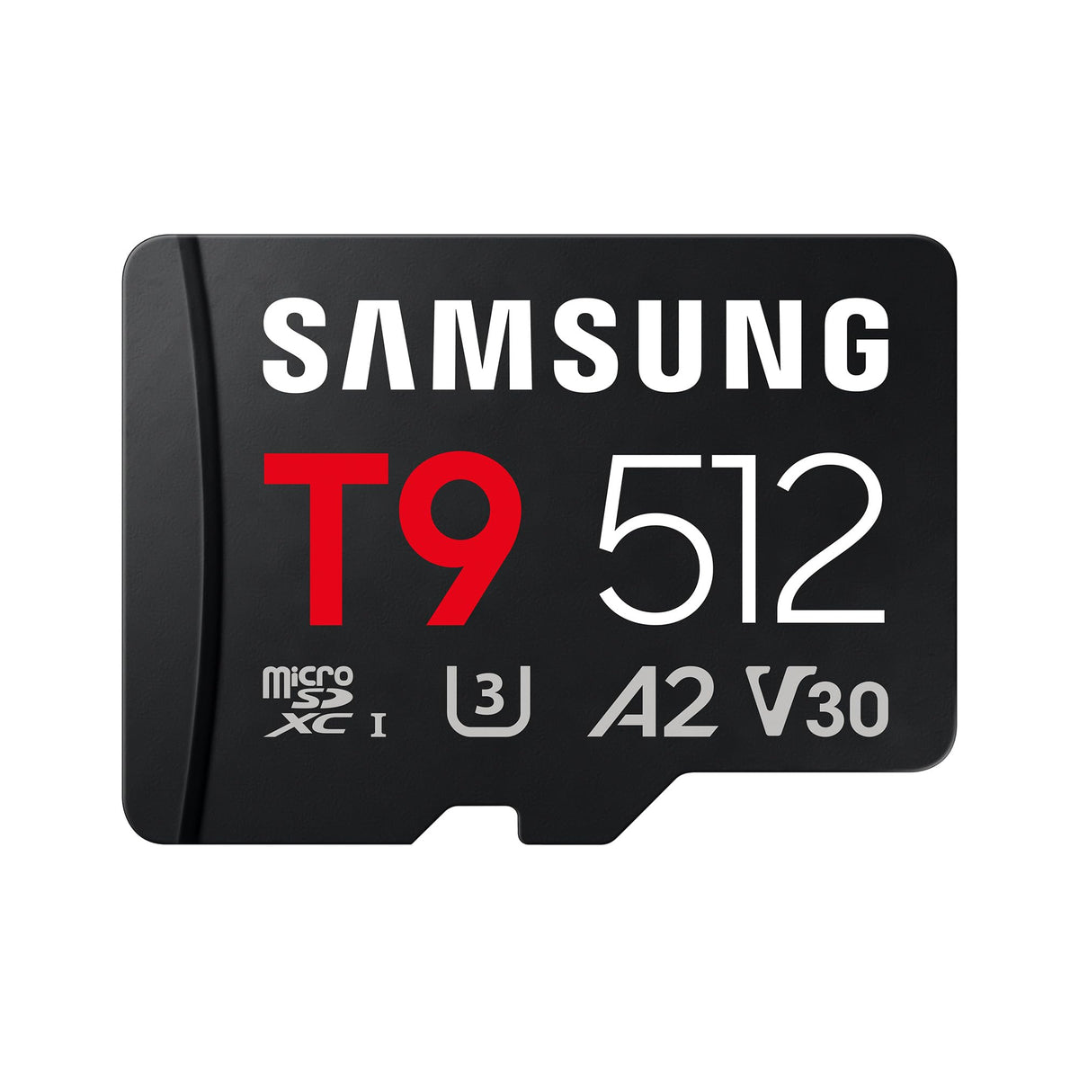 Samsung T9 microSD-Karte, 512 GB, cardă de memorie pentru utilizare în drone, camere de acțiune și camere 360°, UHS-I U3, Full HD & 4K UHD, 200 MB/s citire, 130 MB/s scriere, MB-MH512T/WW