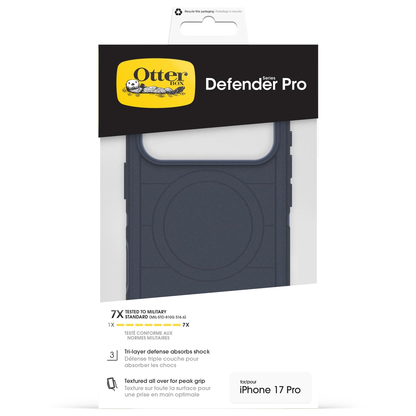 OtterBox Defender Series Pro MagSafe Case for iPhone 17 Pro Shockproof Drop Proof Ultra Heavy Duty Protective Case 7X Military Grade Tested Blue - 77-98384
