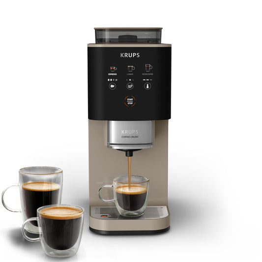 KRUPS Coffee Crush Extra aparat de cafea complet automat, doar 15 cm lățime, Bej - SA402AE0