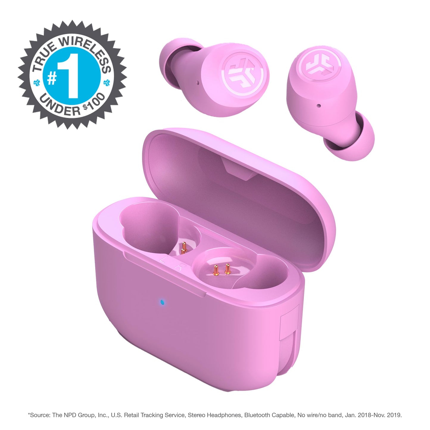 JLab Go Air Pop True Wireless Headphones - Bluetooth 32+ hours, Pink - EBGAIRPOPRPNK124