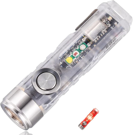 RovyVon A8 G4 rechargeable USB C flashlight, 650 lumens 6500K super bright small EDC keychain flashlight with side lights (365 nm U+Red+White) - A8U