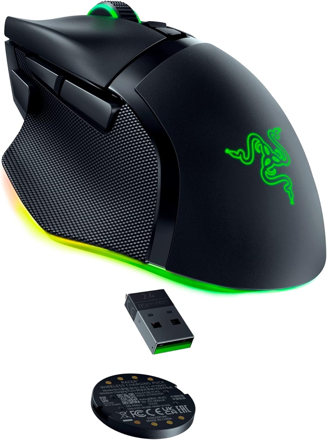 Razer Wireless Charging Puck - Modul de încărcare wireless/accumulator pentru mouse-uri compatibile - compatibil cu Basilisk V3 Pro, Cobra Pro și Naga V2 Pro | Negru - RC21-01990200-R3M1