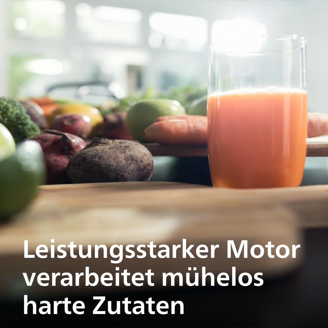 Philips 3000 Series Juicer - 800W Power, QuickClean Technology, XL 75mm Filling Shaft, 2L Juice Capacity, Easy to Assemble & Rinse, Fresh Juice without Pulp (HR1856/70)