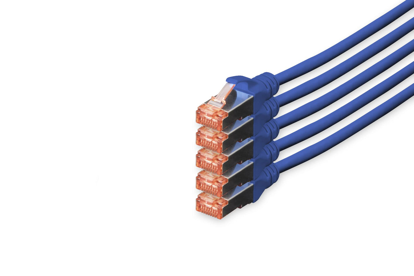 DIGITUS LAN cable Cat 6 – 10 m – 5 pieces – S/FTP shielded – blue - DK-1644-100-B-5