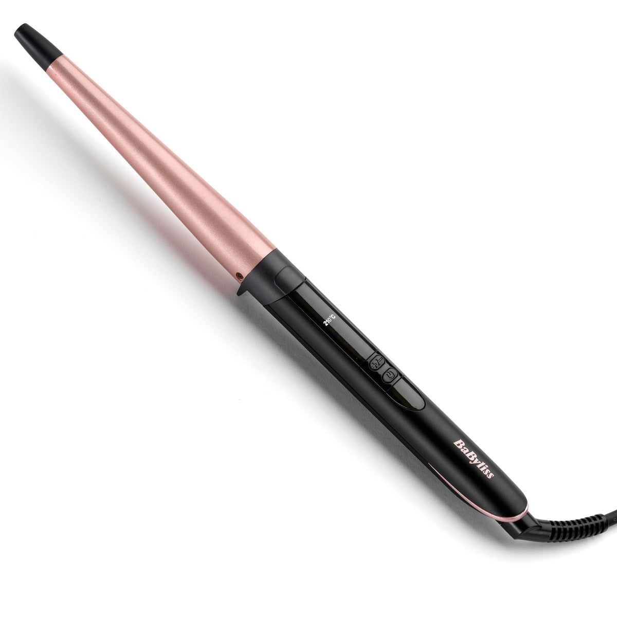 BaByliss Rose Quartz Conical Wand – 13-25mm ondulator pentru valuri și bucle naturale, ceramic, 6 setări de temperatură de la 160°C la 210°C, roz și negru, C454E