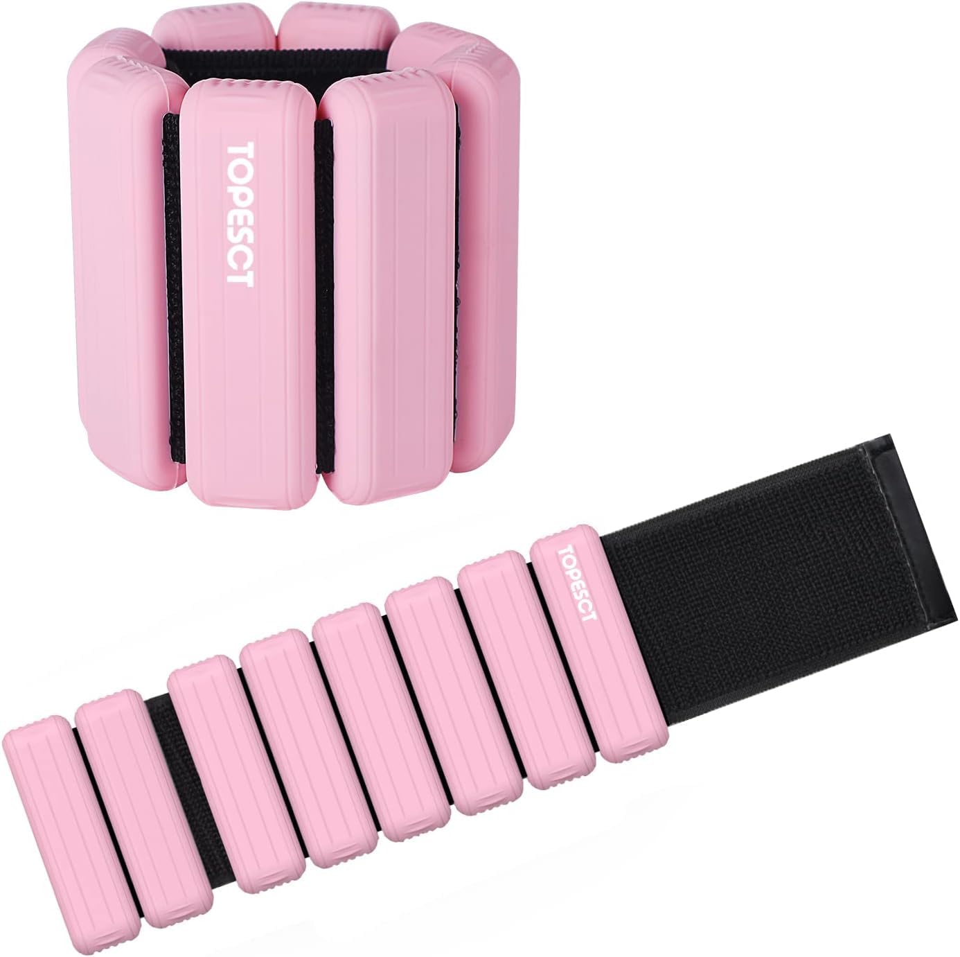 TOPESCT Adjustable Wrist Weights - Set of 2 (0.9kg each) | Durable portable wrist and ankle weights for yoga, dance, barre, pilates, cardio, aerobics, walking - WW0000