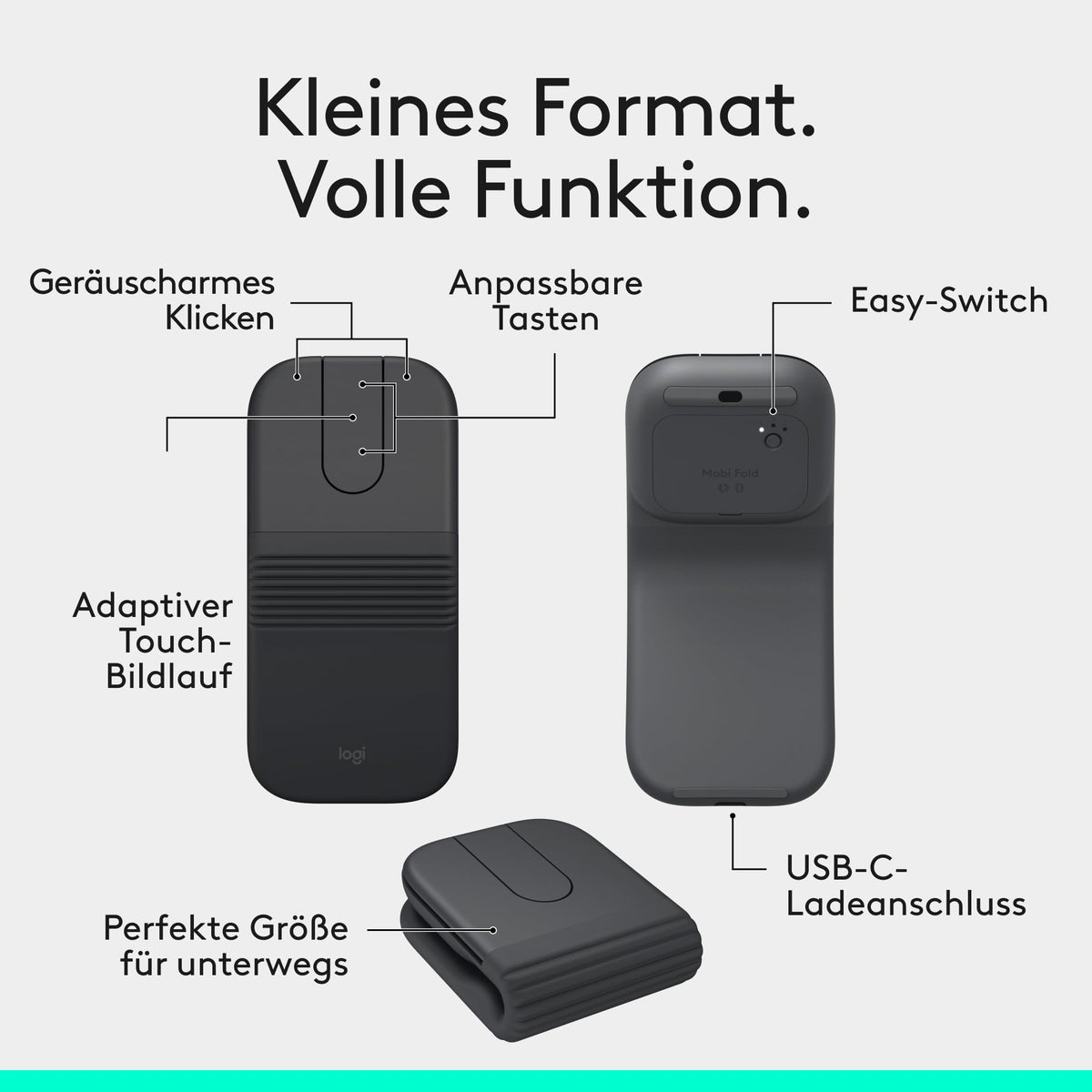 Logitech Mobi Fold, maus ultramobilă pentru deplasare - 910-007604