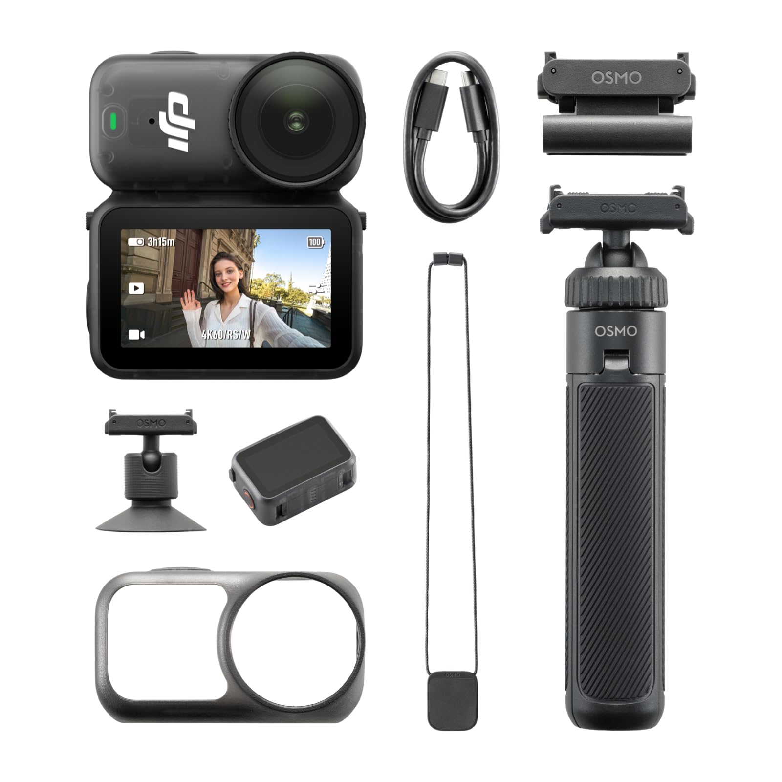 DJI Osmo Nano On-the-Go Combo (128GB) - Small 4K/60fps Vlog Camera with 1/1.3″ Sensor, 143° Wide Angle Video, 200 Min Recording, Mini Extension Wand, Magnetic POV Camera for Travel, Vlog - 6937224157705
