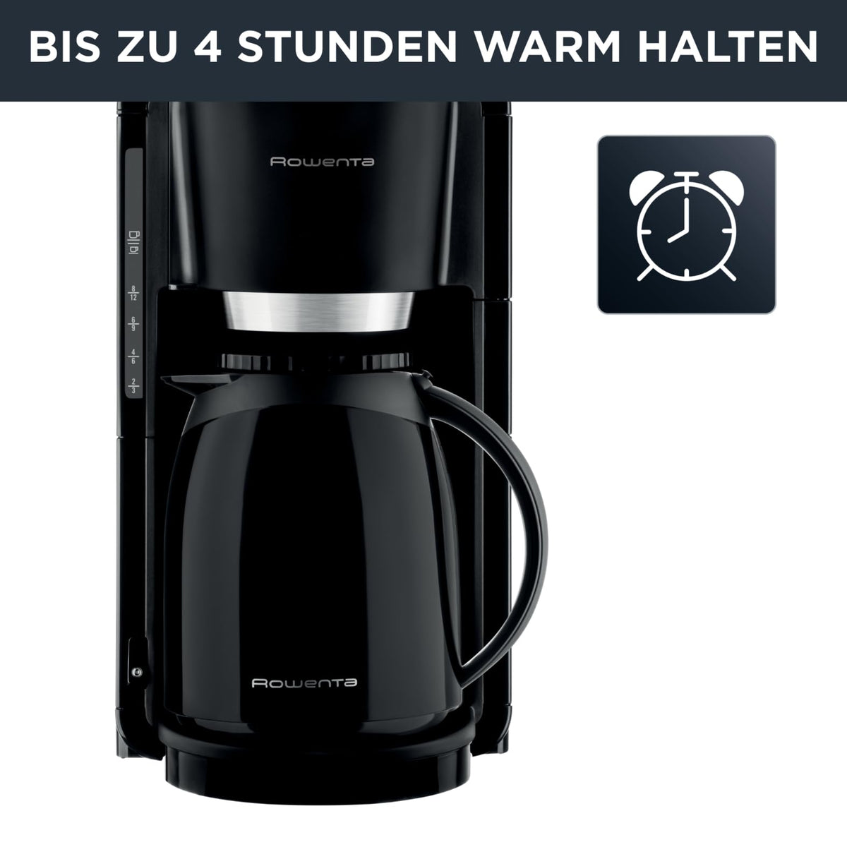Rowenta Adagio Milano Filter Coffee Machine with Thermal Carafe, capacity 1 liter, 8-12 cups, automatic shut-off, removable filter holder, water level indicator, black, CT3808