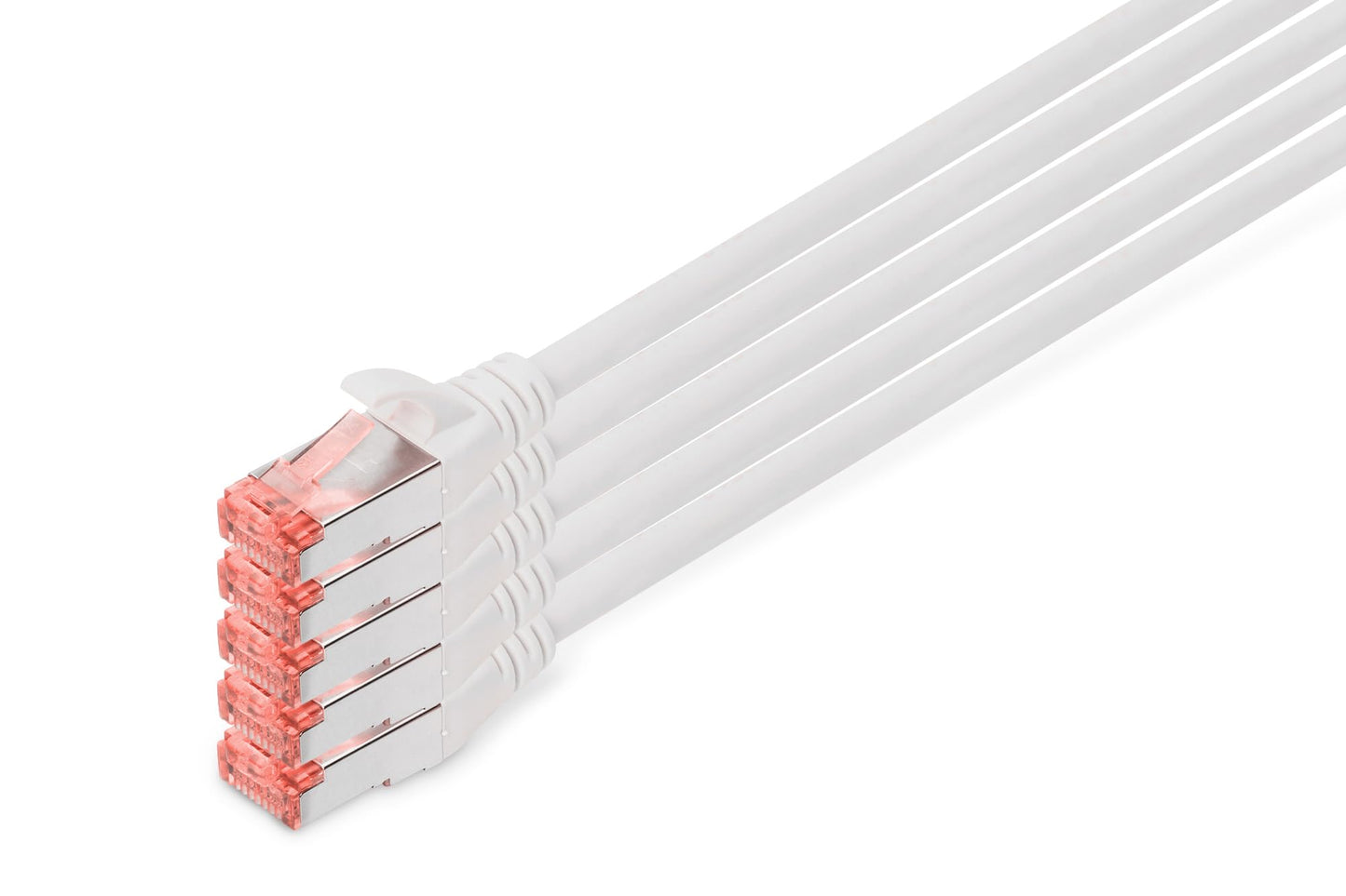 DIGITUS LAN cable Cat 6 – 10 m – 5 pieces – S/FTP shielded – white - DK-1644-100-WH-5