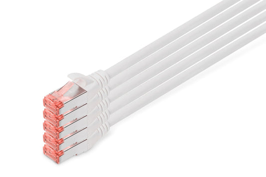 DIGITUS LAN cable Cat 6 – 10 m – 5 pieces – S/FTP shielded – white - DK-1644-100-WH-5