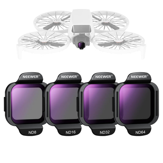 NEEWER ND Filter Set, Compatible with DJI Flip/Lito X1 Drone, ND8, ND16, ND32, ND64 Attachable, Multi-Coated HD Neutral Density Lens Filter Accessory Set, FL-N34 - 10105877