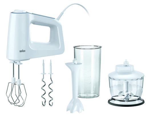 Braun MultiMix 3 - Mixer de mână 500W tel + cârlige de frământat 5 trepte + Turbo - HM3135WH