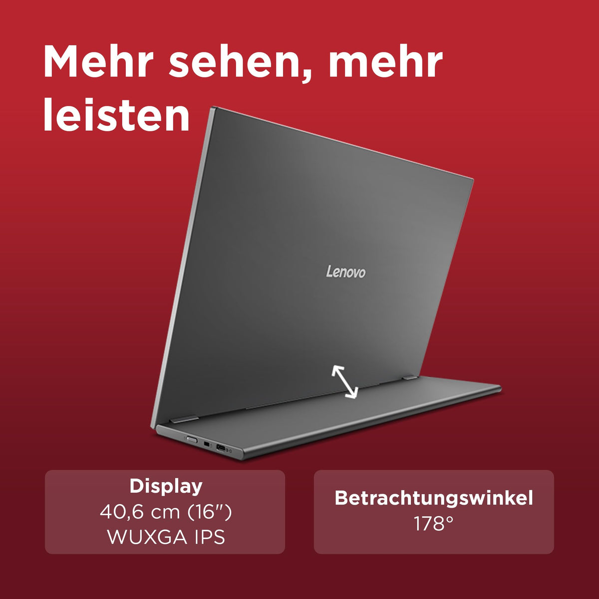 Lenovo L16 | Monitor | 16" WUXGA | 60Hz | IPS | USB-C Docking 65W - 68F4UAC1Z5