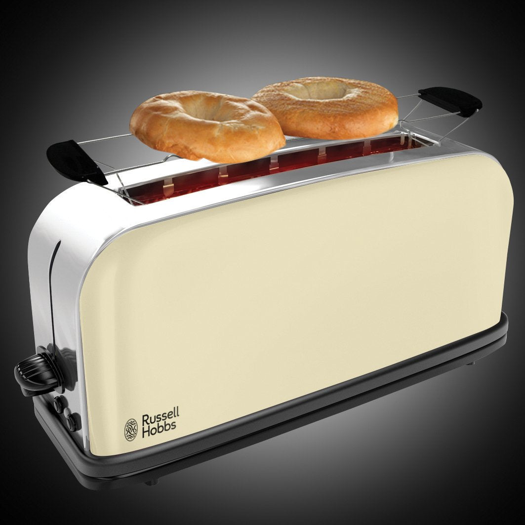 Russell Hobbs Toaster Colours+, Stainless Steel, Cream, Long Slot, 1000 Watt - 21395-56