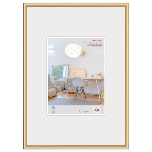 walther design picture frame gold 70 x 100 cm with artificial glass, New Lifestyle plastic frame KVX100G