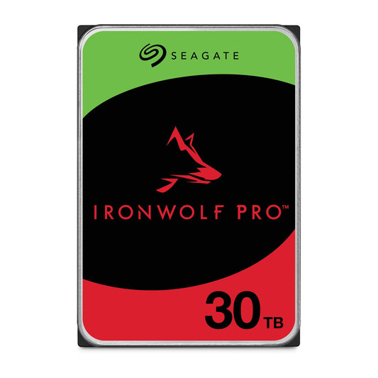 Seagate IronWolf Pro 30TB, NAS internal hard drive, 3.5 inch, 7200 rpm, CMR, 512 MB cache, SATA 6 GB/S, incl. 3 years rescue service, model number: ST30000NTZ11