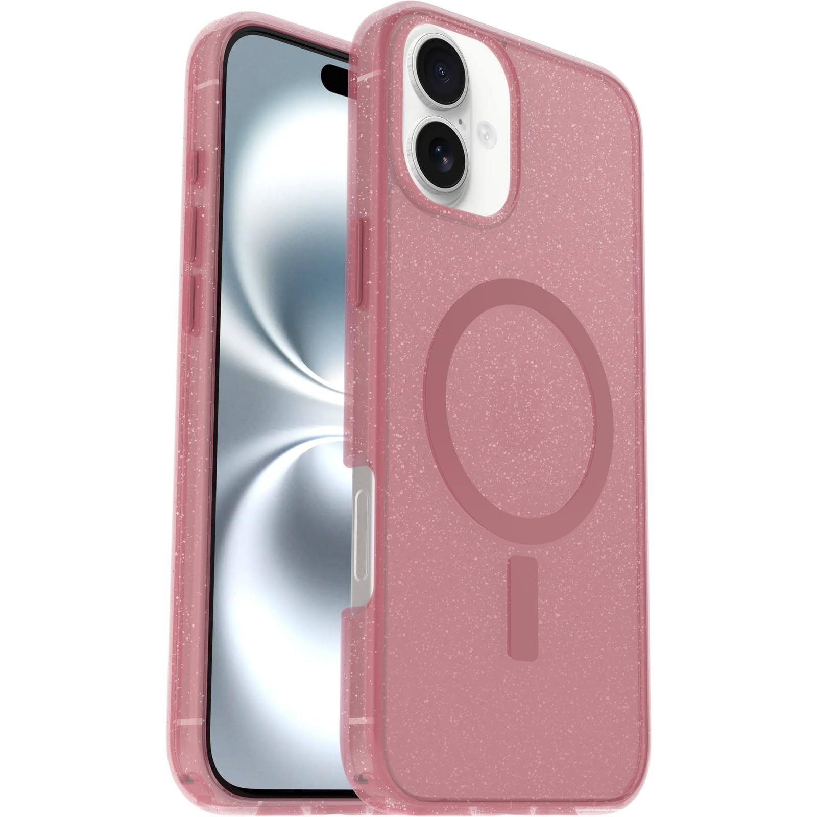 OtterBox Symmetry Series Clear MagSafe Transparent Case for iPhone 16 Plus, Shockproof Drop Proof Protective Case, 3X Military Grade Tested, Clear/Pink - 77-96360