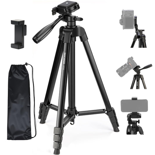 NEEWER Entry Level Version Tripod for Cell Phone & Camera, Metal Lightweight Portable Travel Tripod with Cold Shoe Cell Phone Holder Compatible with iPhone for Video Recording, TP53
