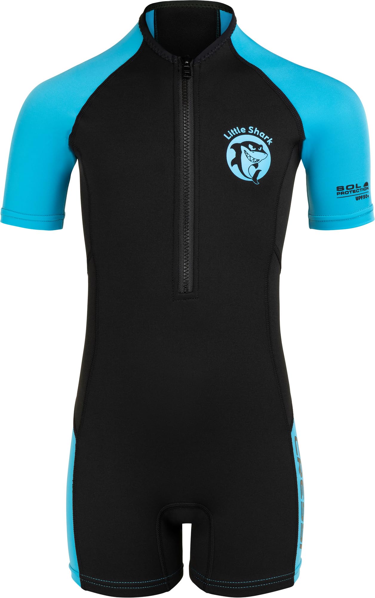 Cressi Shorty 2mm children's wetsuit - children's swimming suit with UV, cold protection, jellyfish protection - girls & boys swimming suit - black/blue - 5/6 years - DG003504