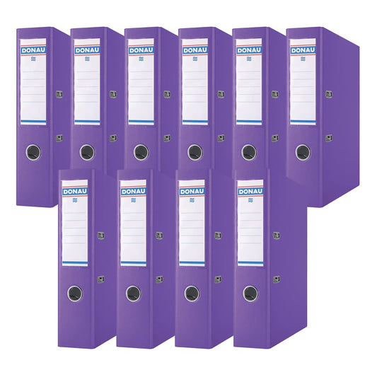 Donau Premium Wide Folder Pack of 10/DIN A4/7.5 cm/10 Pieces/Purple/Plastic Cover PP/Carton Paper Slot Folder Office Folder File Ring Binder/Green Dot - 3975001PL-23
