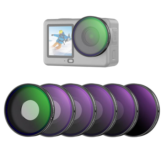 NEEWER CPL + ND filter set compatible with DJI Osmo Action 6 only, ND8/16/32/64/1000 adjustable circular polarizing filter gray filter, screw-on multi-coated action cam photo accessories, FL-B101