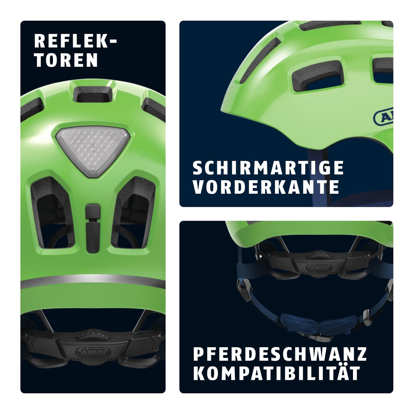 ABUS Youn-I 2.0 bicycle helmet - with light for children, teenagers and young adults - for girls and boys - green (sparkling), size M - 40161