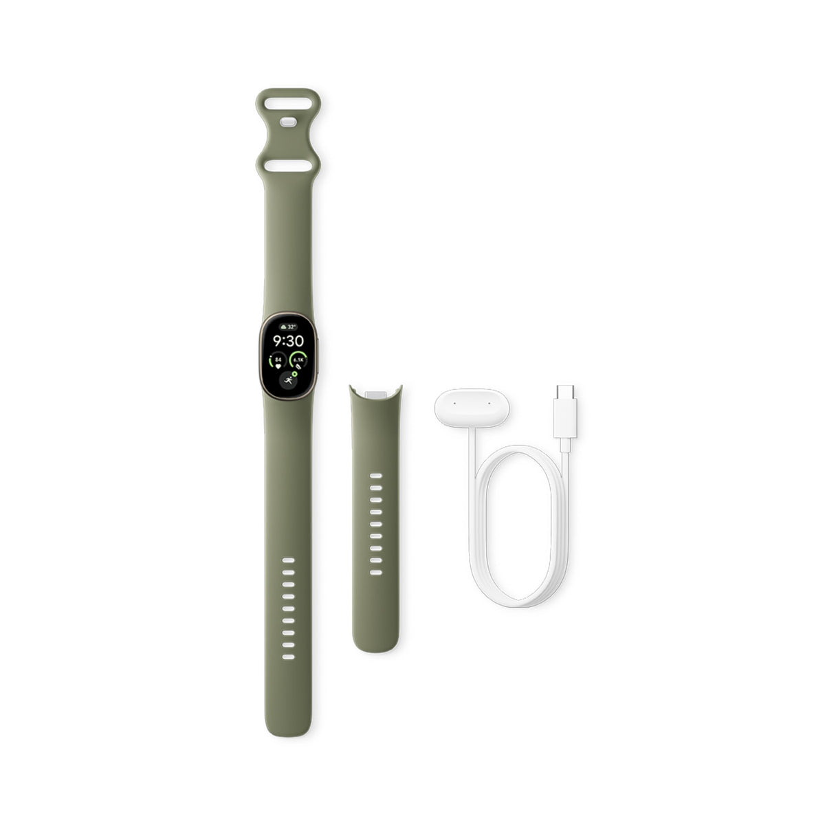 Fitbit Edge by Google - Satin Pyrite Case/Sport Band in Olive - GA11585-EU