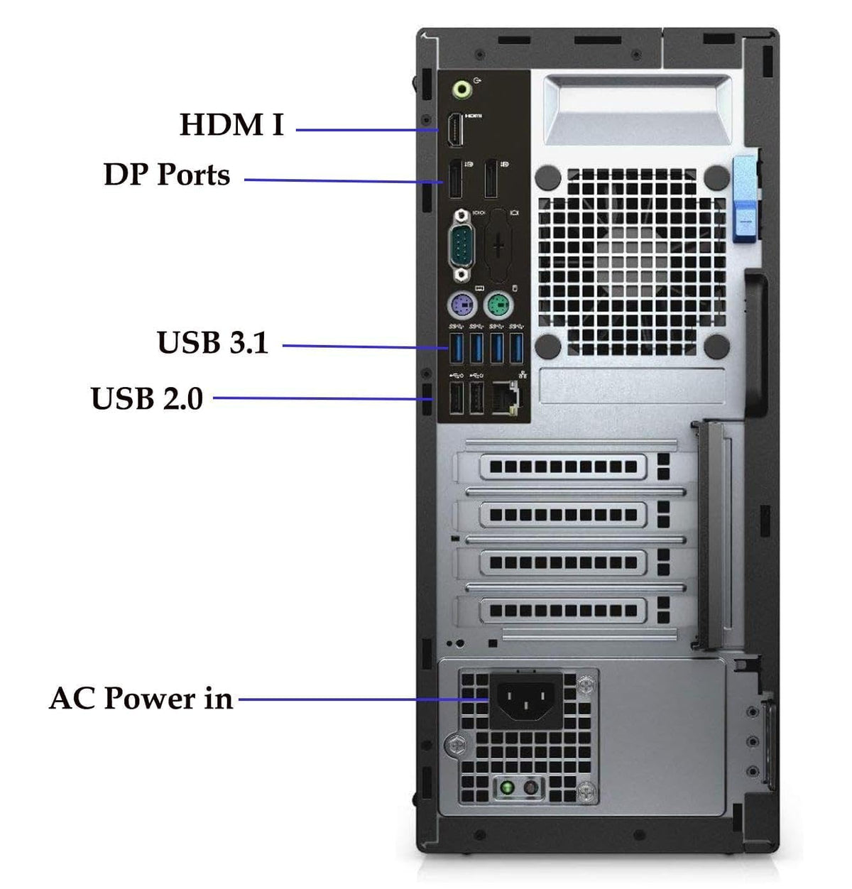 Dell Optiplex 5050 Mini Tower Desktop PC, Intel Core i5-6500, 16 GB RAM, 256 GB SSD, WLAN, Bluetooth, US Layout, Windows 11 Pro (Refurbished)