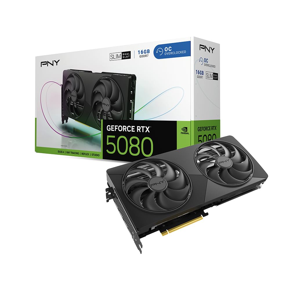 PNY NVIDIA GeForce RTX™ 5080 Slim Dual Fan, Dual Slot OC Graphics Card - VCG508016DFSXPB1-O