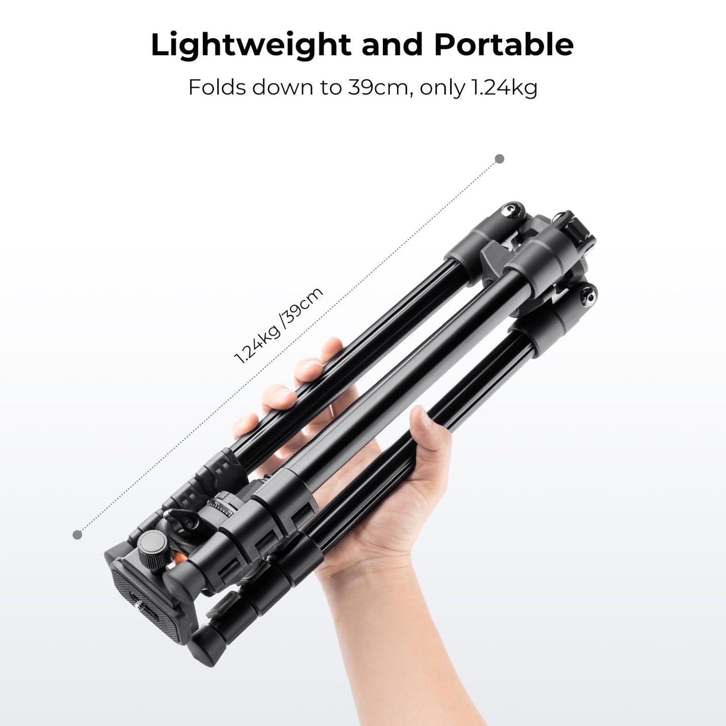 K&F CONCEPT O234A1 mobile phone tripod, 163cm camera tripod, tripod for on the go, tripod for smartphone with mobile phone holder, aluminum travel tripod - K234A0+BH-28L
