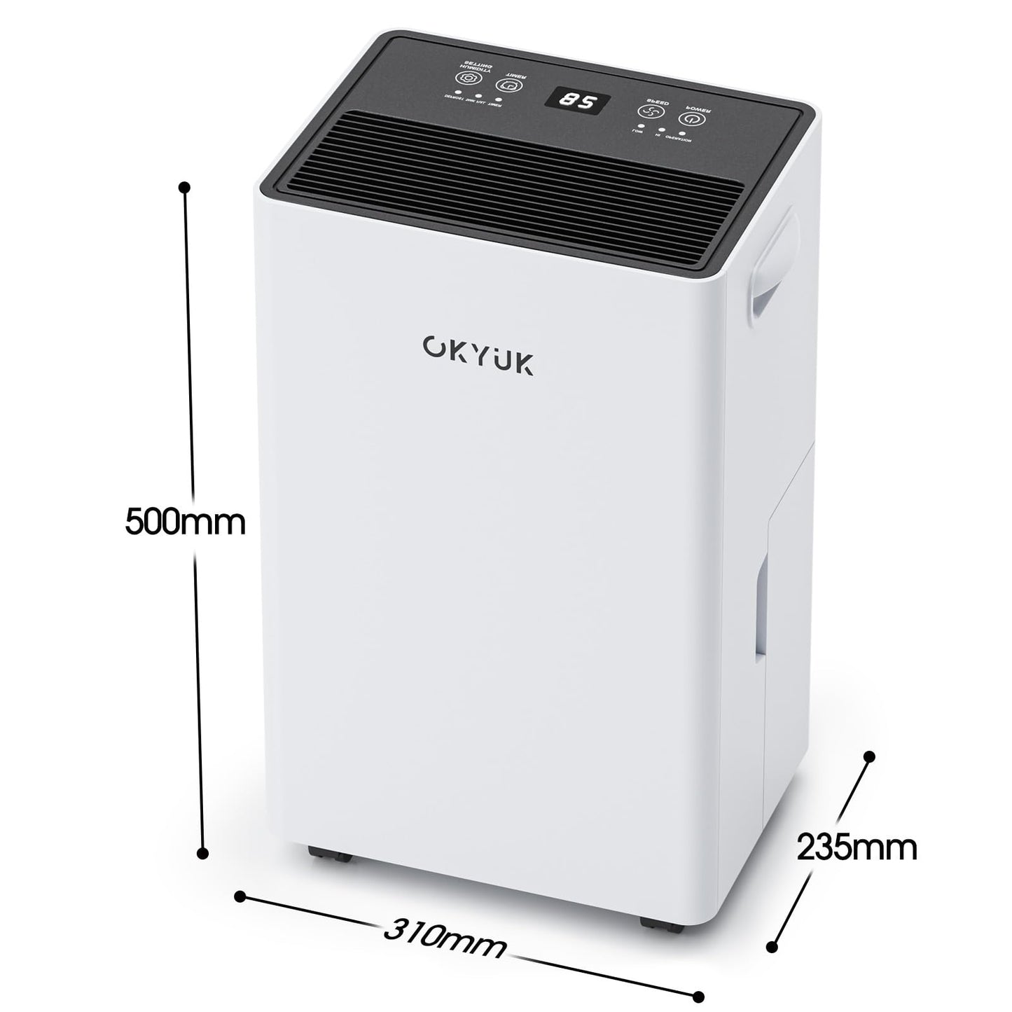 OKYUK Electric Dehumidifier 20L with Digital Humidity Display, 36dB Quiet 40m², with Automatic Switch-Off, for Motorhome, Bathroom, Basement, 1 Year Exchange/10 Year Warranty (20L White) - PD20R-06EE