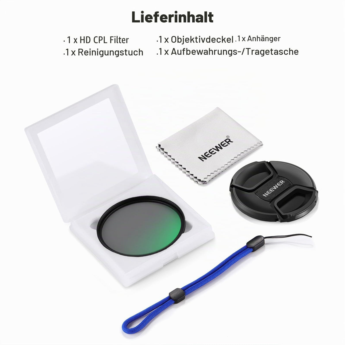 NEEWER Filtru CPL de 77mm cu capac pentru obiectiv, filtru polarizator circular cu multiple straturi, nanocoat, din sticlă optică HD pentru obiectivele de cameră, filtru polarizator care reduce reflexiile și strălucirea. - 10104880