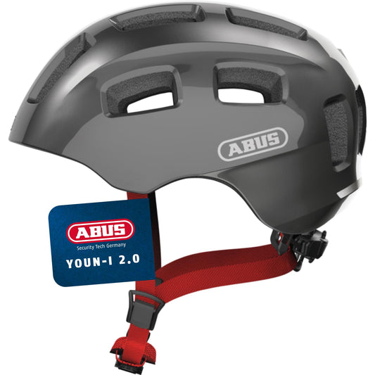 ABUS Youn-I 2.0 bicycle helmet - with light for children, teenagers and young adults - for girls and boys - titanium (sparkling), size M - 40171