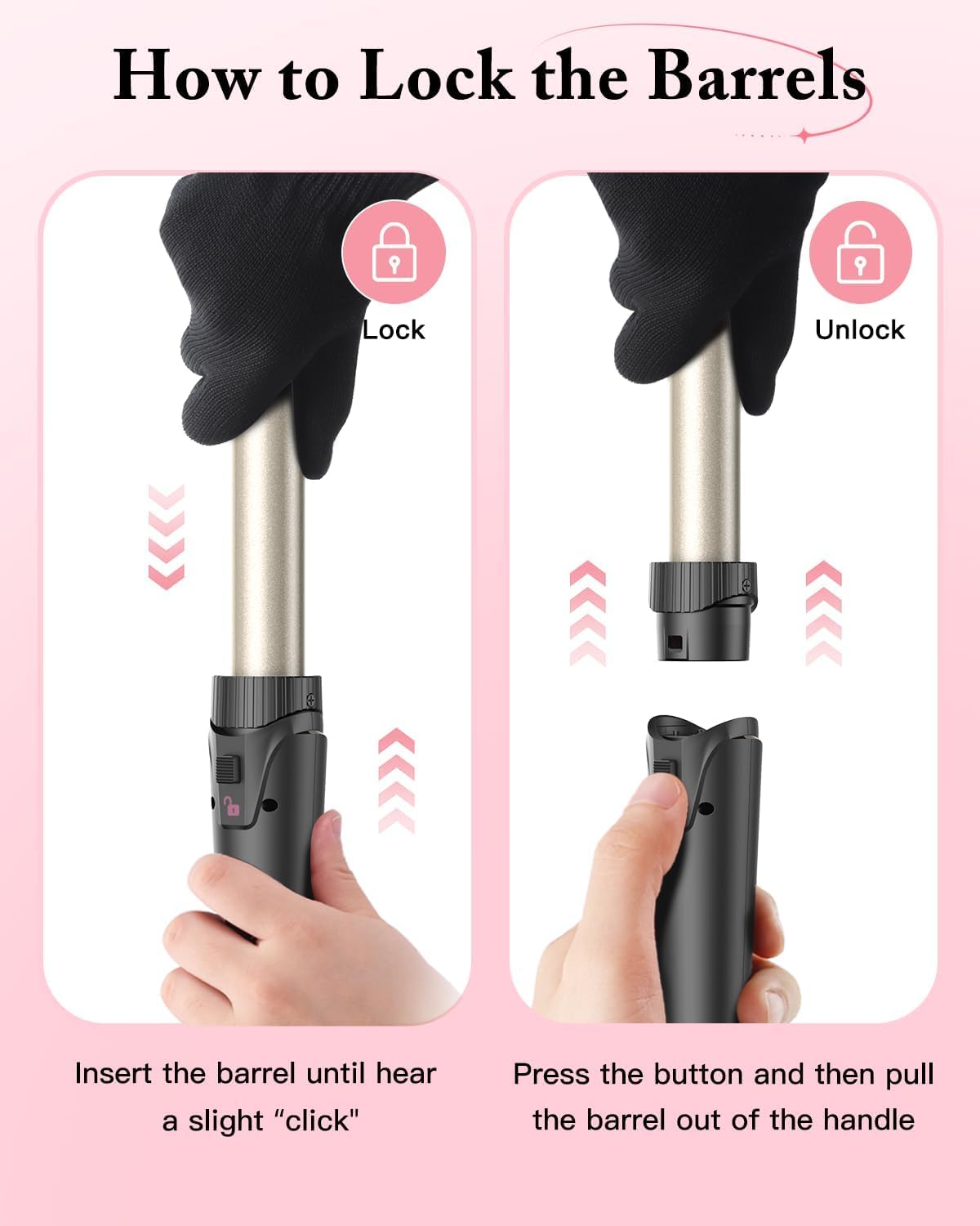 Curling iron set 5 in 1 wave iron - curling irons 3 barrels for large no curls ceramic hair curlers with various attachments temperature adjustment quick heating with glove and 2 clips - MD-J18