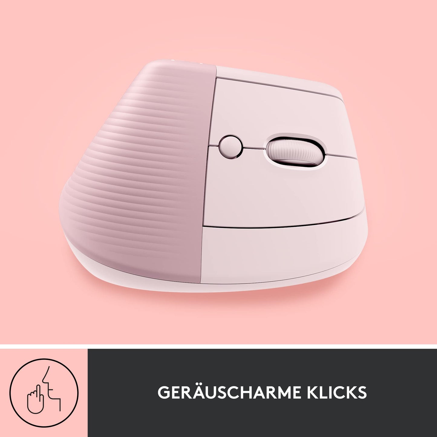 Logitech Lift Vertical Ergonomic Mouse, Wireless, Bluetooth or Logi Bolt USB Receiver, Quiet Clicks, 4 Buttons, Compatible with Windows/macOS/iPadOS, Laptop, PC - Pink - 910-006478