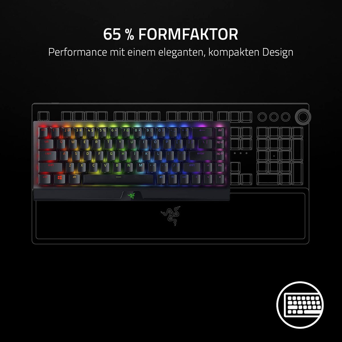Razer BlackWidow V3 Mini HyperSpeed (Yellow Switch) - Tastatur de gaming mecanică wireless de 65% (Switch-uri mecanice silențioase, Bluetooth, USB-C) cu layout QWERTY US | Negru - RZ03-03890100-R3M1