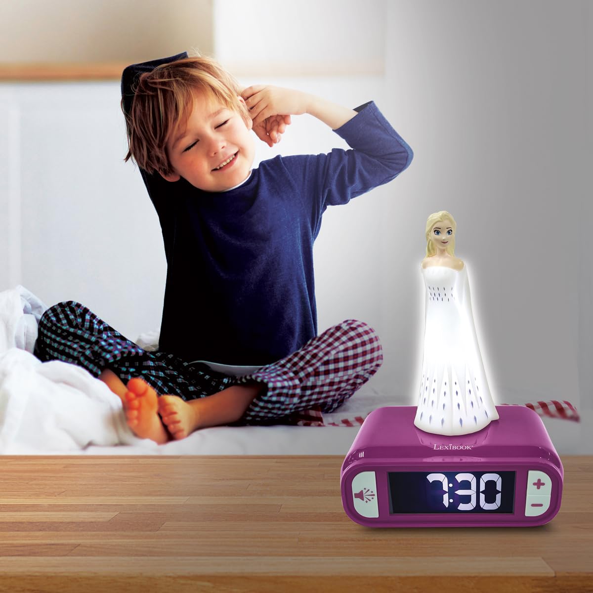 Lexibook - Disney Frozen 2 Alarm Clock with Night Light and Ringtones Disney Frozen 2 Digital Alarm Clock for Children with Night Light Snooze, Children's Clock, Luminous ELSA, Blue Color - RL800FZLXB