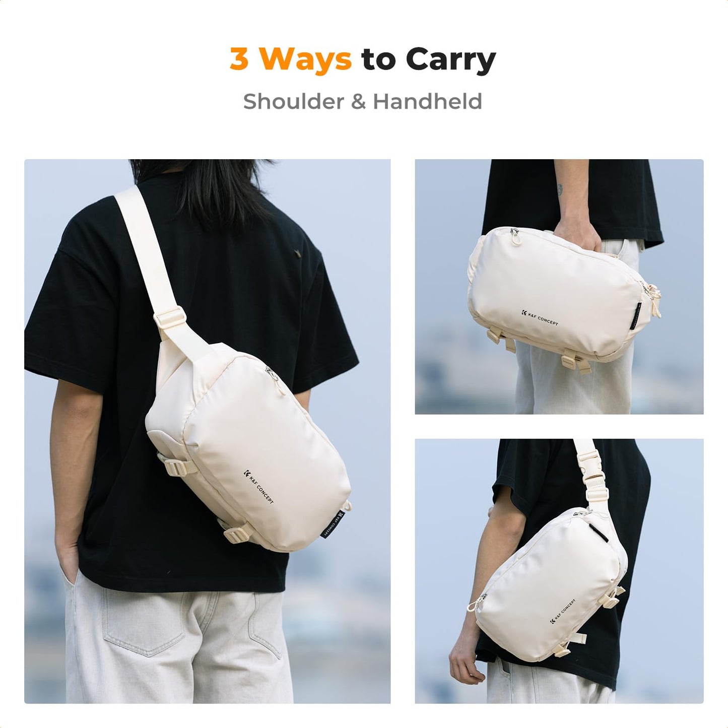 K&F CONCEPT Camera Backpack Shoulder Bag Square Bag Photographer Bags Camera Rectangle Case Compatible with Canon/Nikon/Sony/DJI Mavic Drone Backpack (Beige) - KF13.157V5