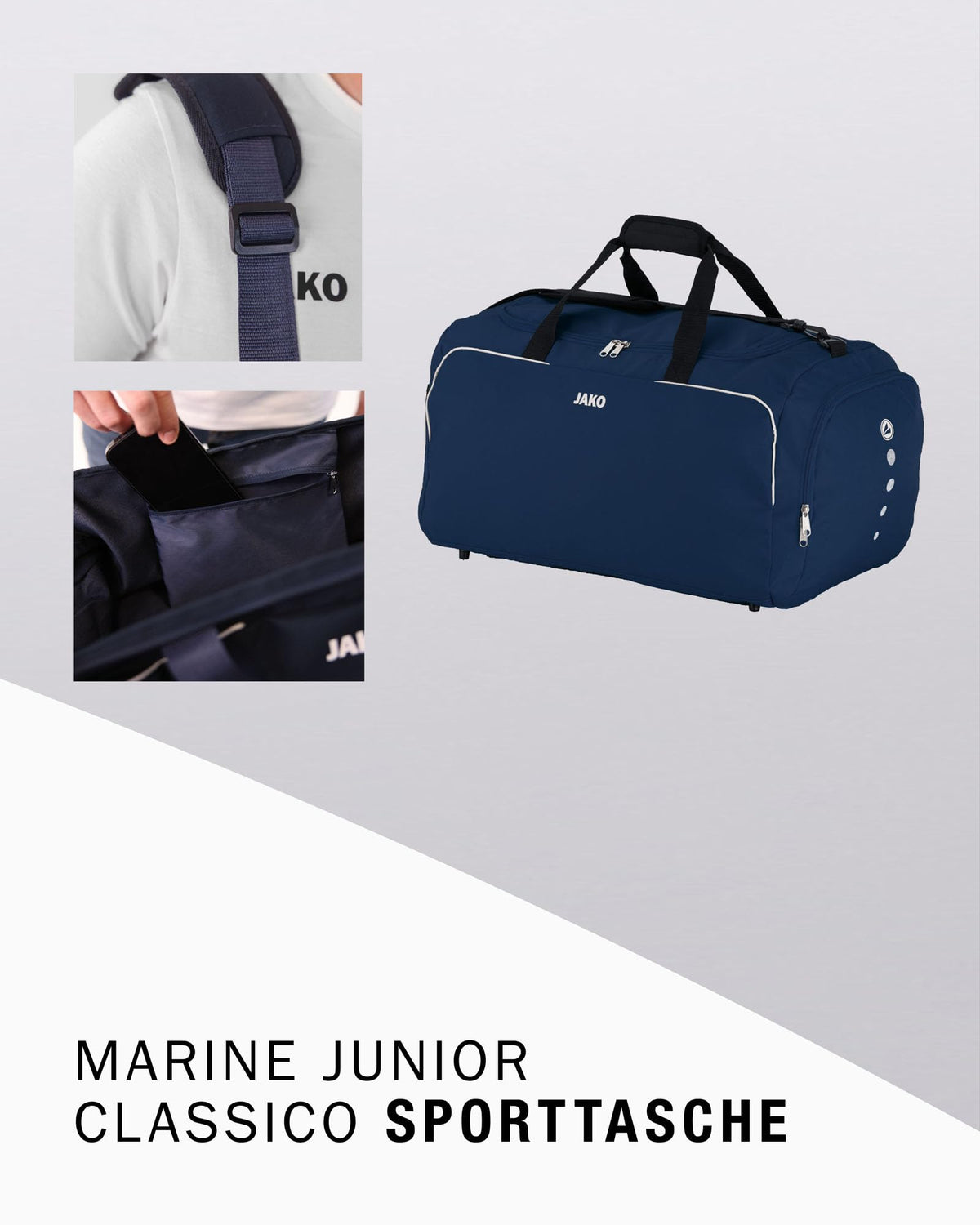 JAKO Geantă sport Classico, Unisex, Marine, aprox. 40 litri - 1950/09/2