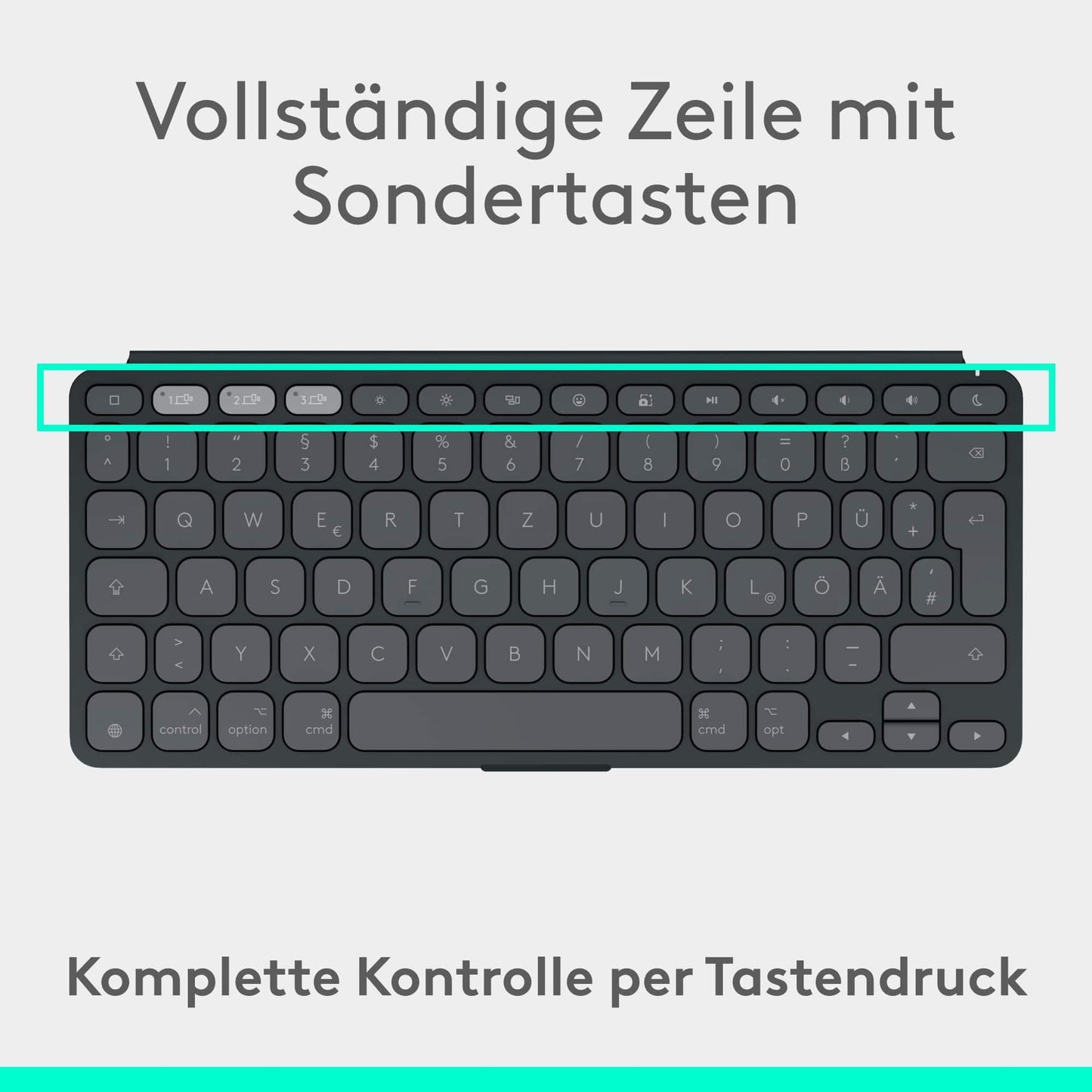Logitech Keys-to-Go 2, mobile wireless keyboard for iPad with integrated protective cover, slim and compact, for iPad, iPhone, Mac and Apple TV, easy device switching, DEU QWERTZ layout - gray - 920-013004