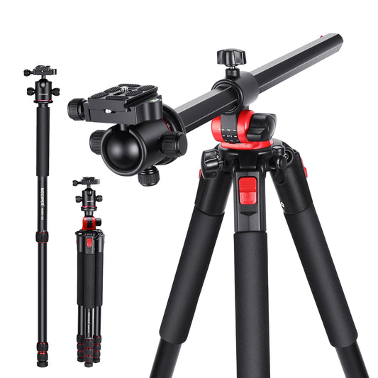 NEEWER 200cm tripod for camera monopod with center column and ball head made of aluminum, QR plate type Arca, bag, camera holder for horizontal tripod, maximum load 15kg - N284L+G0
