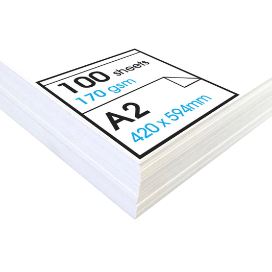 Artway Studio - A2 cartridge paper for drawing - Ideal for dry art applications - 170gsm - A2 (100 sheets), white