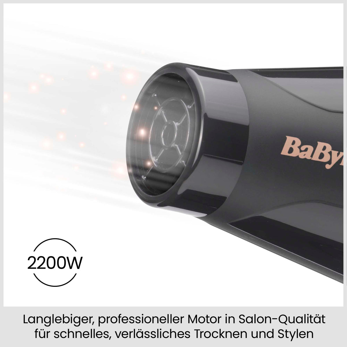 BaByliss Italian Air Pro Hair Dryer with Diffuser – Made in Italy, 2200W high-performance hair dryer, ion anti-frizz technology, 2 temperature and 2 speed settings, Black, 6719DE