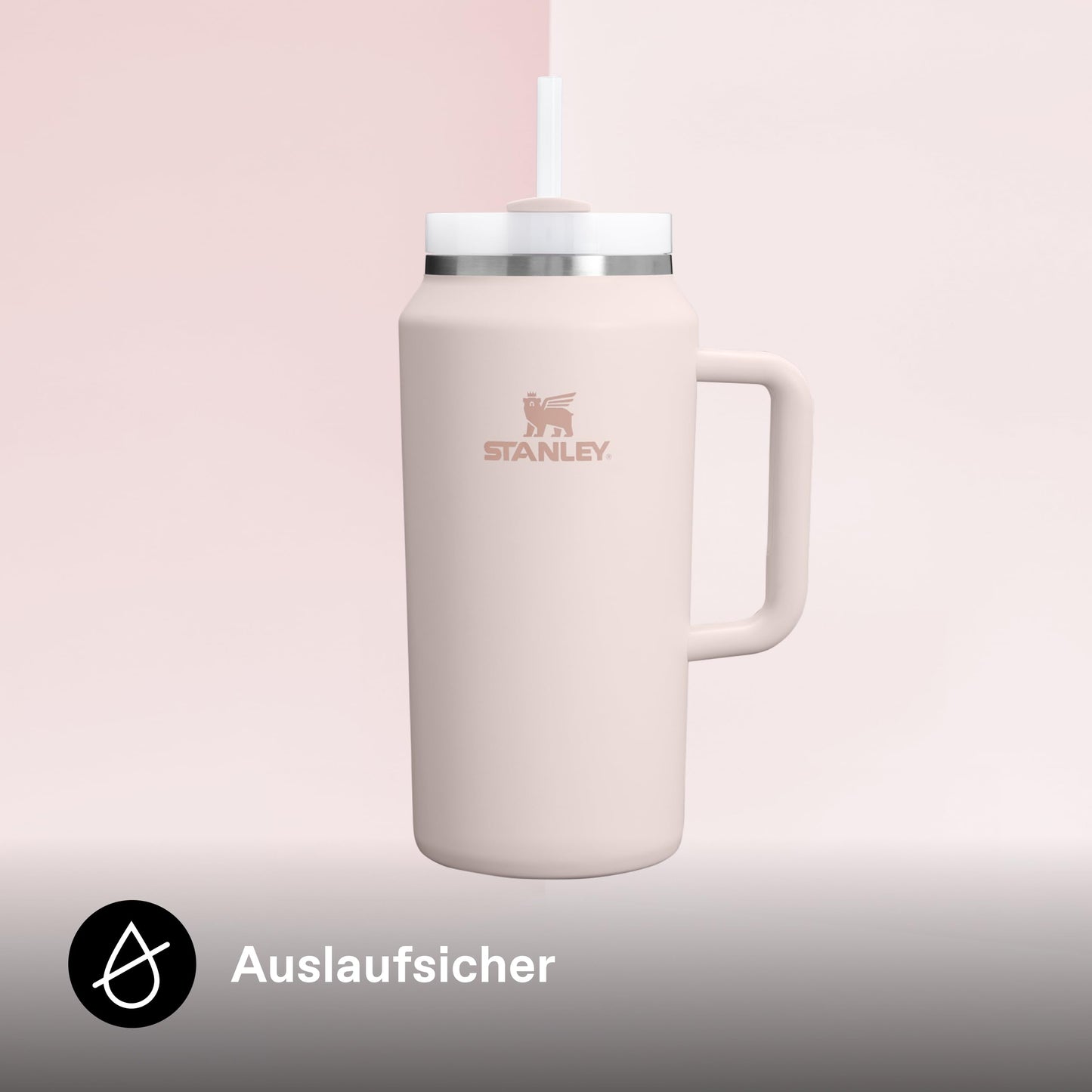 STANLEY 1913 Quencher H2.0 FlowState drinking bottle with straw 1.9L - Thermo mug Cools for 15 hours - 60 hours Ice cold - Dishwasher safe - Thermos bottle BPA free - Drinking cup - Rose Quartz - 100000112504