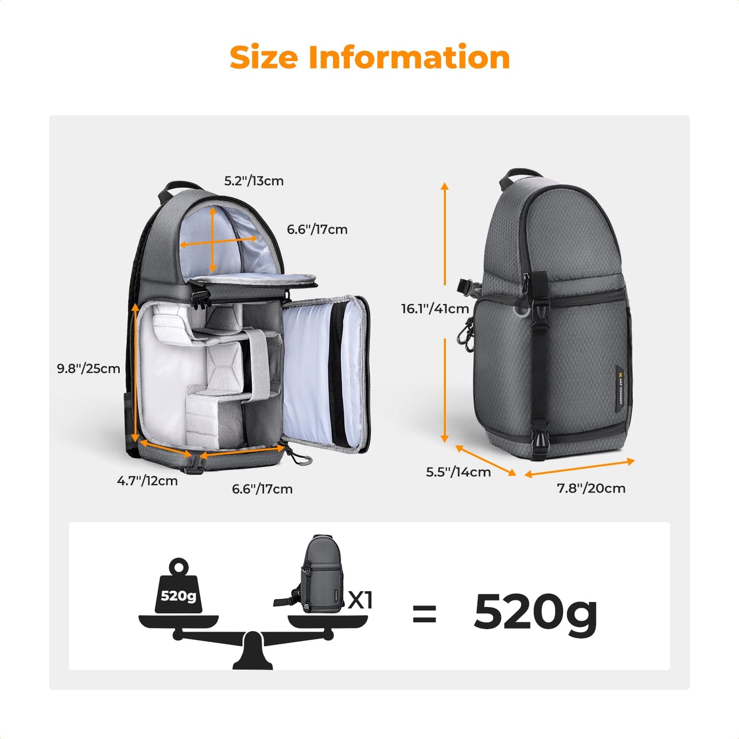 K&F CONCEPT Camera Shoulder Bag Waterproof Camera Travel Bag Photo Backpack Camera Shoulder Bag Quick Access Photo Backpack Black - KF13.141JP