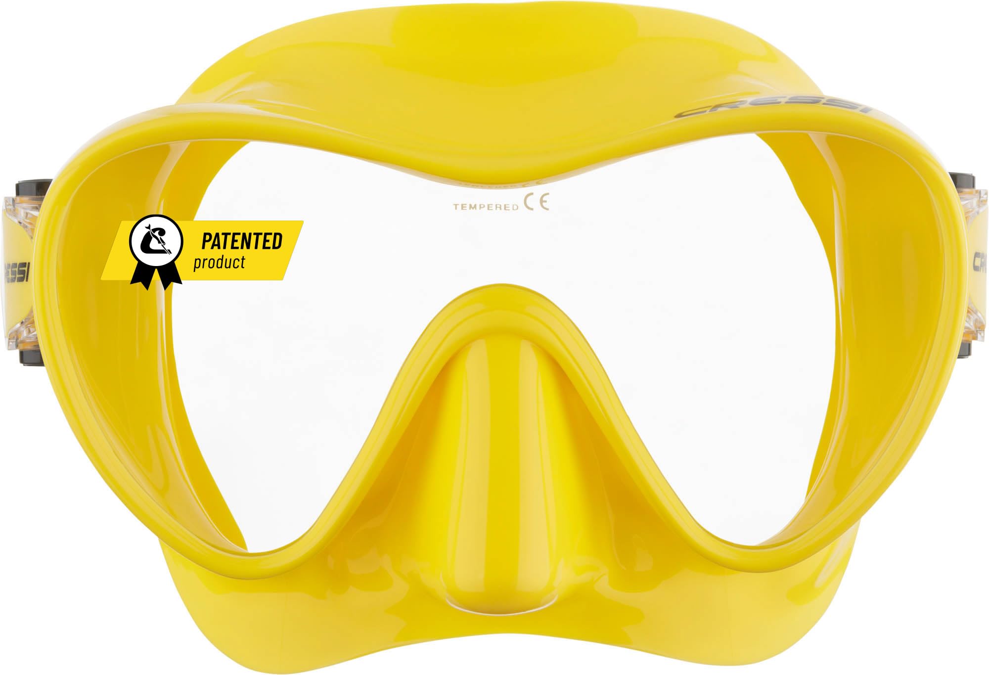 Cressi Frameless Diving Mask F1 - Fog-free Glass Lens, Diving Goggles - Ergonomic Silicone Rim, Snorkel Mask - Dry Snorkel & Snorkel Set - Yellow - Mask - ZDN281010