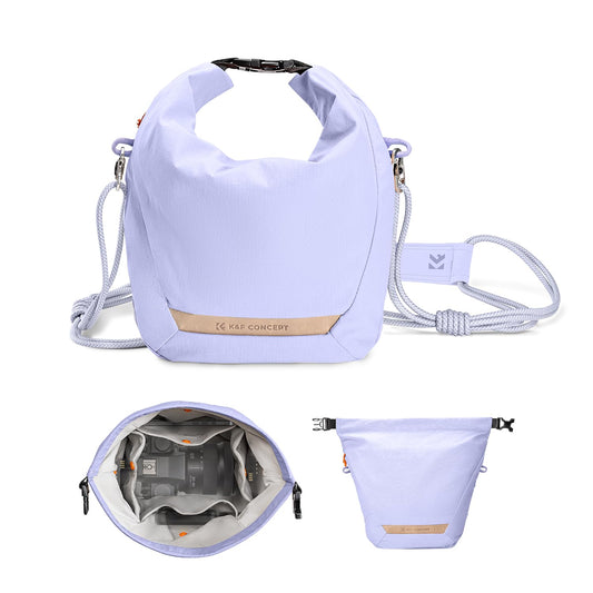 K&F CONCEPT Camera Bag Rollup Photo Bag, Fashionable Camera Shoulder Bag, Adjustable Shoulder Strap Camera Bag, Photographer Shoulder Bag Liner Bag for DSLR Camera Mirrorless Camera (Purple) - KF13.168V5