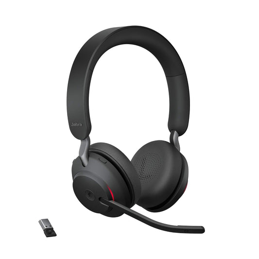 Jabra Evolve2 65 Wireless Headset - Noise Canceling Microsoft Teams Certified Stereo Headphones with Long Battery Life - USB-A Bluetooth Adapter - Black - 26599-999-999